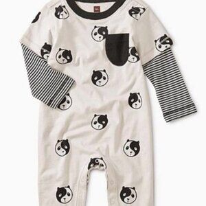 Tea Collection Black and Gray Bodysuit One Piece 0-3 Panda Ying Yang